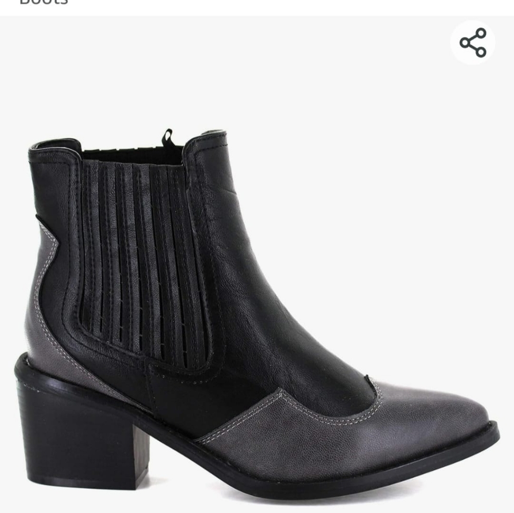 Seven7 Womens Tuxedo Tex Faux Leather Ankle Boots Grey and black